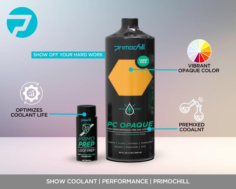 PrimoChill Opaque - Computer WaterCooling Show Coolant, Solid/Non-Transparent, Full Protection, Advanced User, PrimoPrep Included, Proudly Made in The USA (32oz/.9L) - Candy Gold SX - Image 2